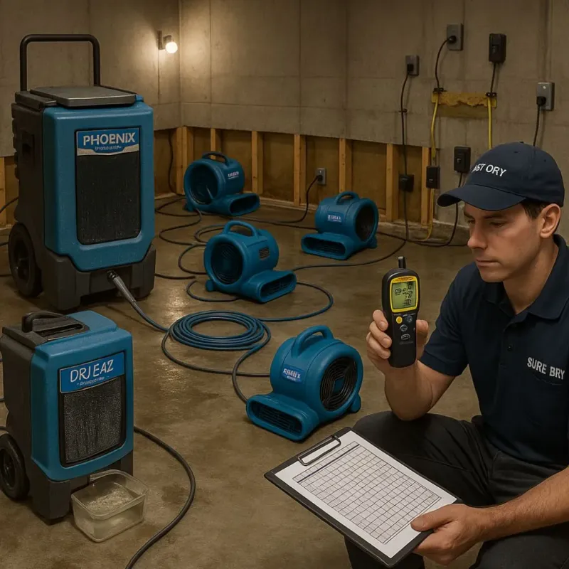 Structural Drying and Dehumidification process in La Feria, TX